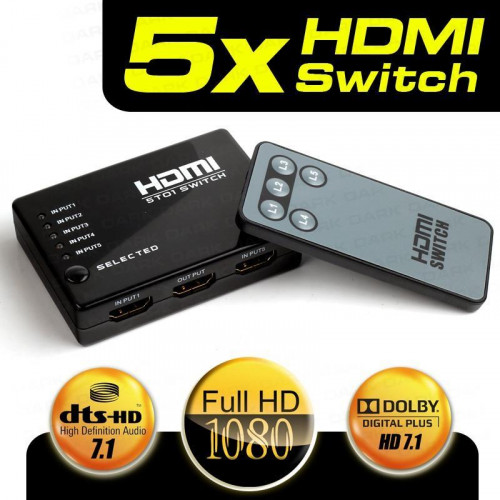 DARK (DK-HD-SW4X1) FULLHD 5GIRIS 1CIKIS UZAKTAN KUM.HDMI SWITCH (SECICI)