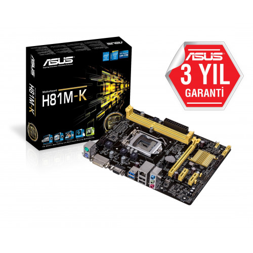 ASUS H81M-K 1150P DDR3 SES GLAN VGA SATA3 USB3.0 UATX