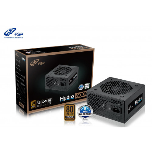 FSP MAINSTREAM HYDRO HD600 600W 80+ BRONZE 13.5CM FAN POWER SUPPLY