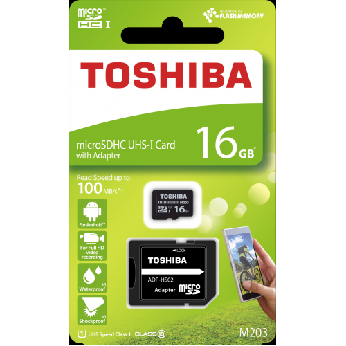 16 GB TOSHIBA EXCERIA MICRO SDHC UHS-1 CLASS 10 100MB/SN (THN-M203K0160EA)