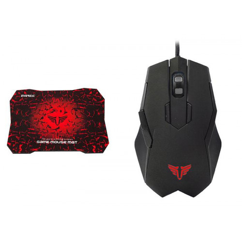 EVEREST SGM-X77 USB GAMING KABLOLU MOUSE SIYAH + GAMING MOUSE PAD