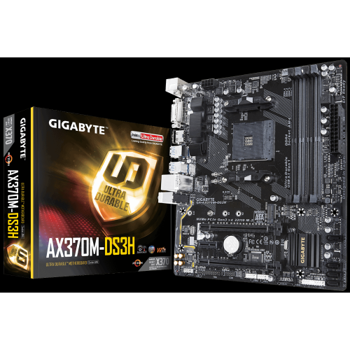 GIGABYTE AX370M-DS3H AM4 DDR4 SES GLAN HDMI/DVI SATA3 USB3.1 MATX