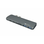 PORTALL 7 PORT 2xUSB3.0/2xTYPE-C/1xHDMI/1xMICROSD/1xSD TYPE-C HUB GRI