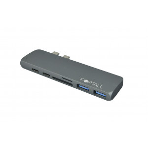 PORTALL 7 PORT 2xUSB3.0/2xTYPE-C/1xHDMI/1xMICROSD/1xSD TYPE-C HUB GRI