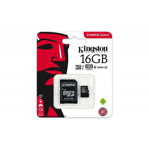 16 GB KINGSTON CANVAS SELECT MICRO SDHC UHS-1 CLASS 10 80MB/S (SDCS/16GB)