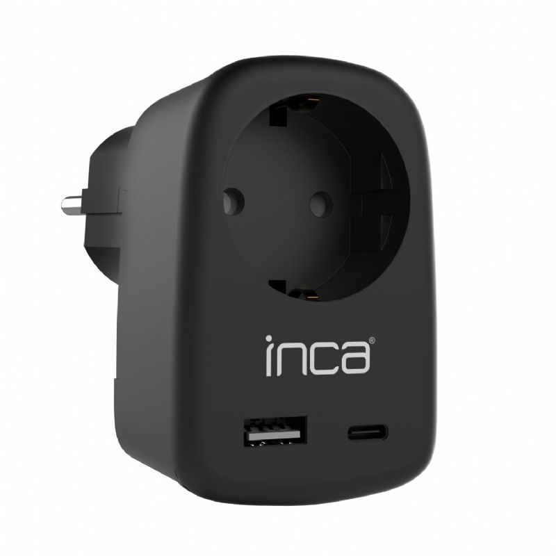 İnca IPW-42SY 1Port 12W USB+Type-C Akım Korumalı Duvar Priz - Siyah