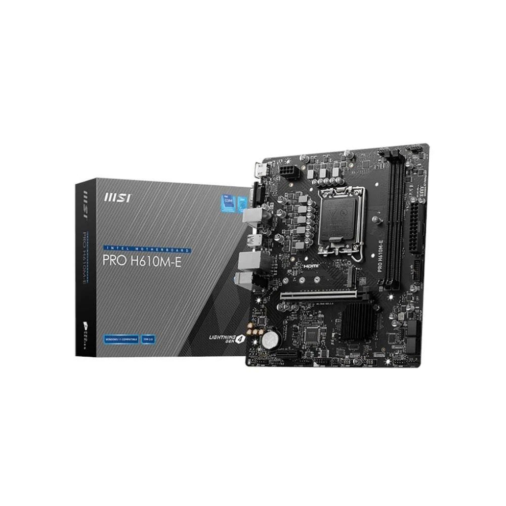 Msı Pro H610M-E Soket 1700 DDR5 5600MHZ(OC) HDMI VGA M.2 USB3.2 1x 1G LAN mATX