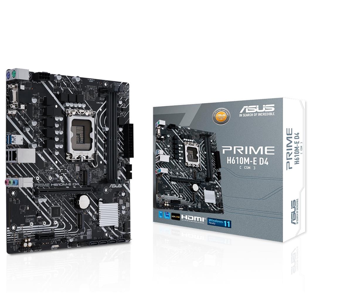 Asus Prime H610M-E D4-CSM 3200MHz DDR4 Soket 1700 M.2 HDMI DP mATX Anakart - görsel 2