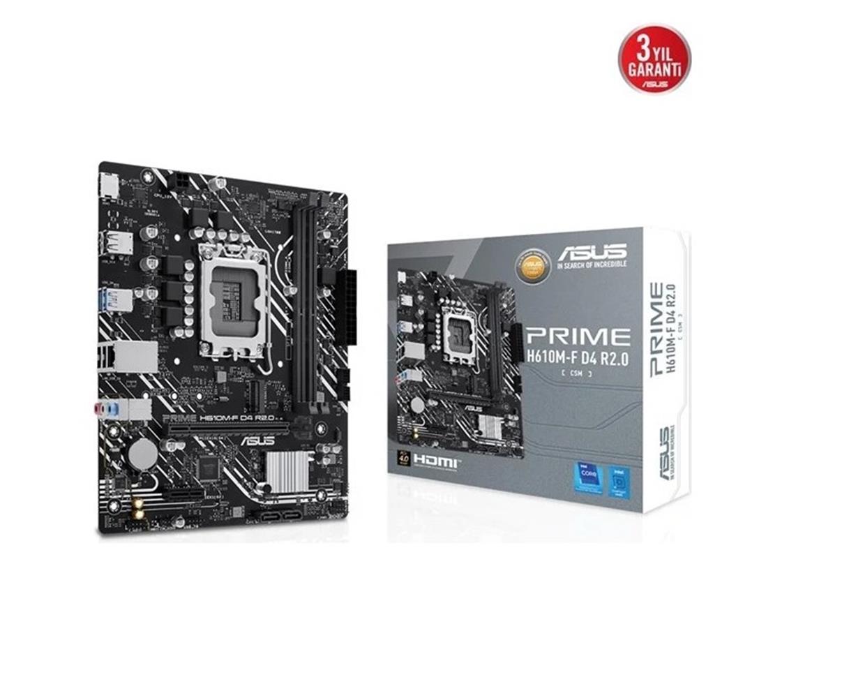 Asus Prime H610M-F D4 R2.0 3200MHz DDR4 Soket 1700 M.2 HDMI mATX Anakart - görsel 2