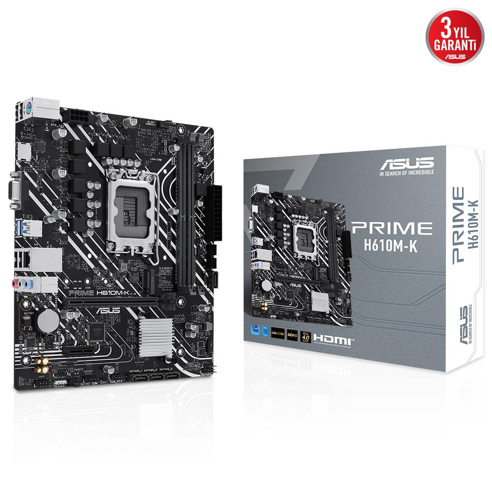 Asus Prime H610M-K ARGB Intel Soket LGA1700 DDR5 5600MHz mATX Gaming (Oyuncu) Anakart - görsel 2
