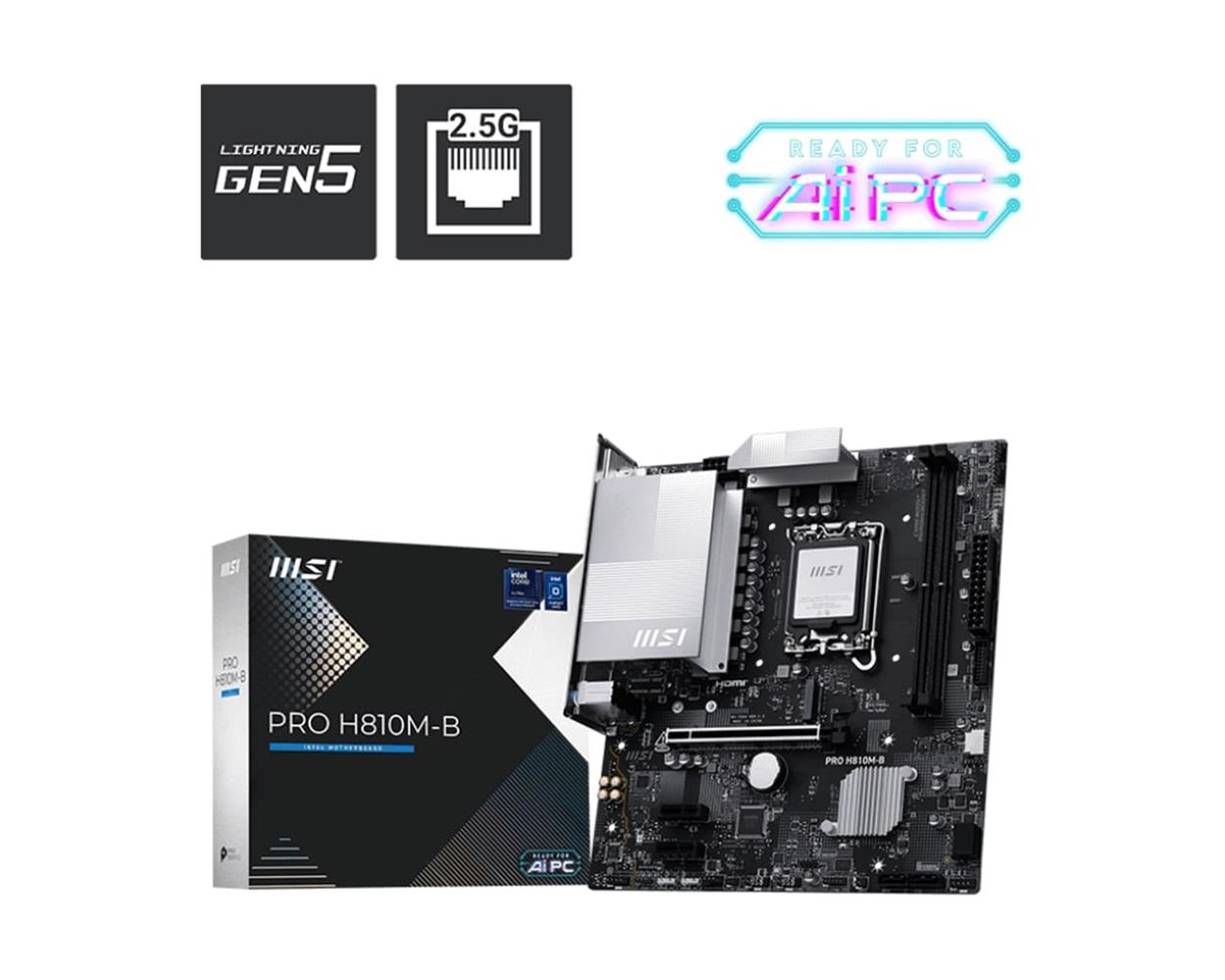 Msı Pro H810M-B Intel H810 Soket 1851 DDR5 6400+(OC)MHz mATX Gaming (Oyuncu) Anakart - görsel 2