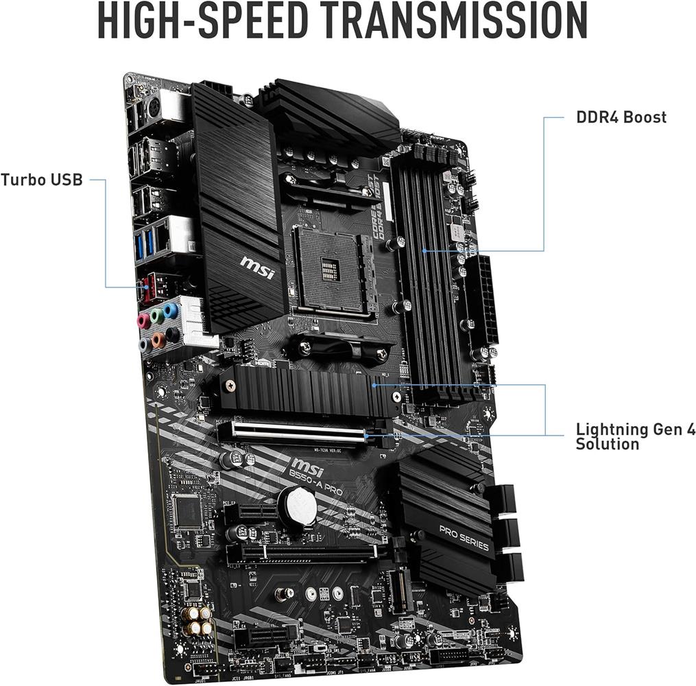 Msı B550-A Pro AM4 DDR4 Bellek 4400(OC) HDMI DP M.2 USB3.2 ATX Anakart