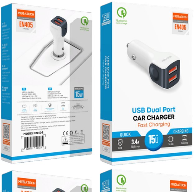 Megatech 15W Çift USB-A Araç Şarj Başlığı