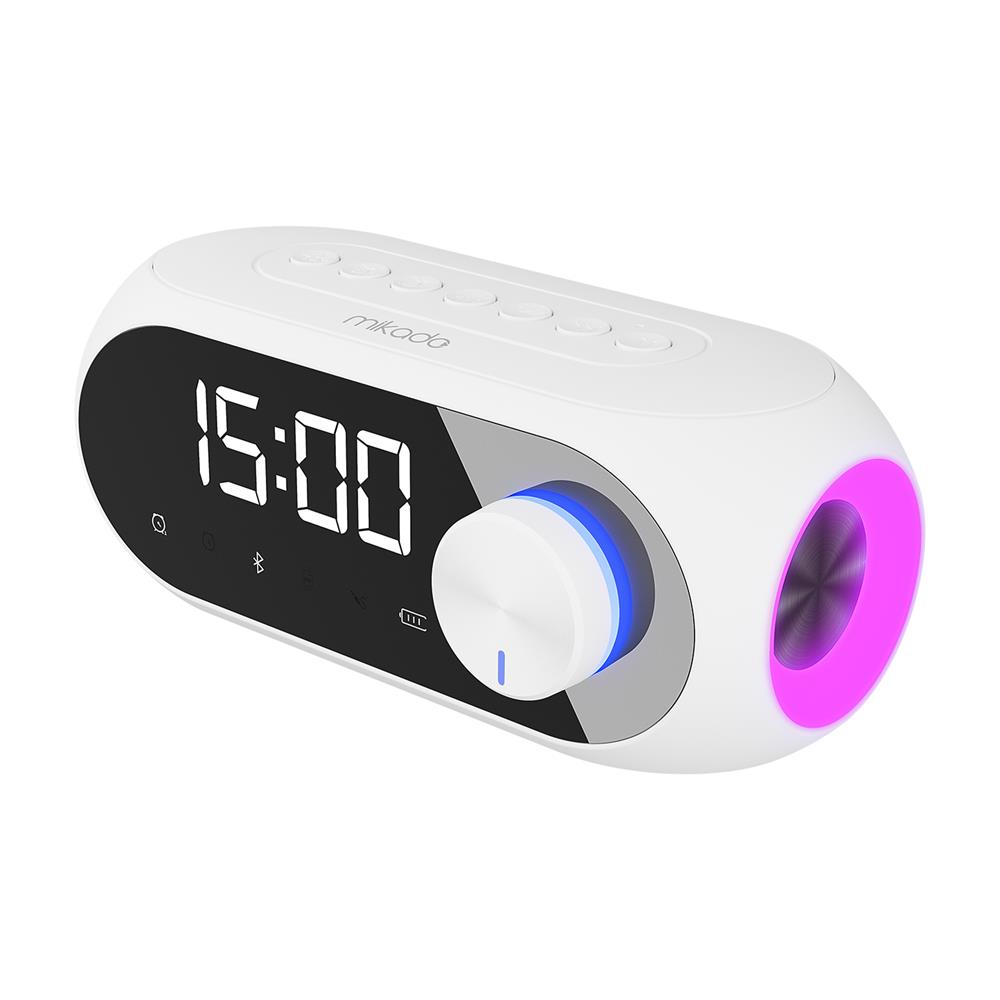 Mikado MD-W7 1200mAh 5W Beyaz Bluetooth-Aux-Derece-Usb-FM (RADYO) Alarmlı Saat Speaker Speaker - görsel 2