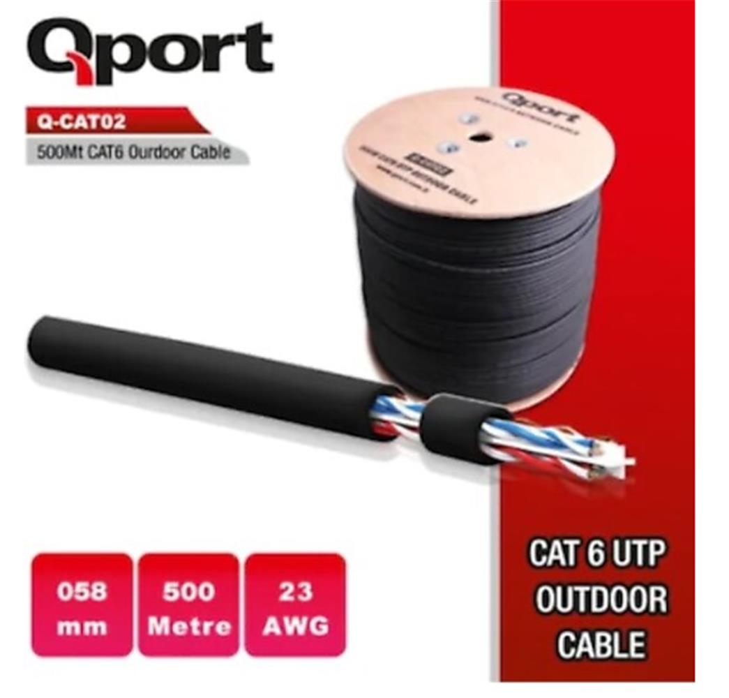 QPORT Q-CATO2 500mt Outdoor Cat6 23AWG 0.58MM Dış Mekan Kablo - görsel 2