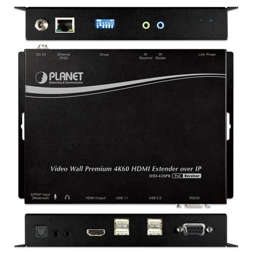 Planet PL-IHD-420PR Video Wall 4K/60 HDMI & USB over IP Receiver with PoE - görsel 4