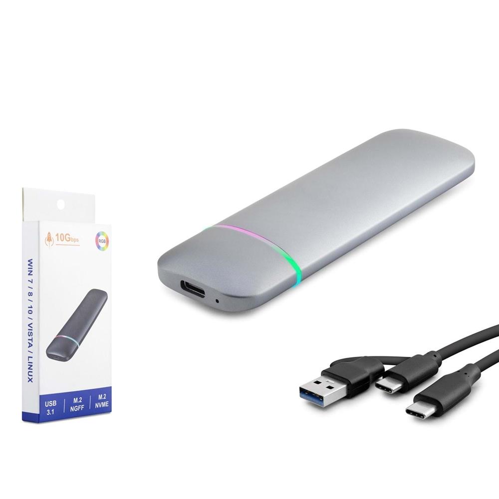 Hadron Hdx1772 Ssd Kutu Type-C3.1 + Usb3.0 Nvme + Ngff M2 Chip Rtl9210B Gri