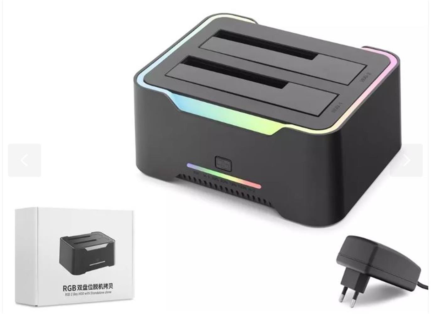 Hadron Hdx1790 HDD Docking – USB 3.0, 2.5 & 3.5 HDD/SSD, 8TB Destekli RGB Siyah
