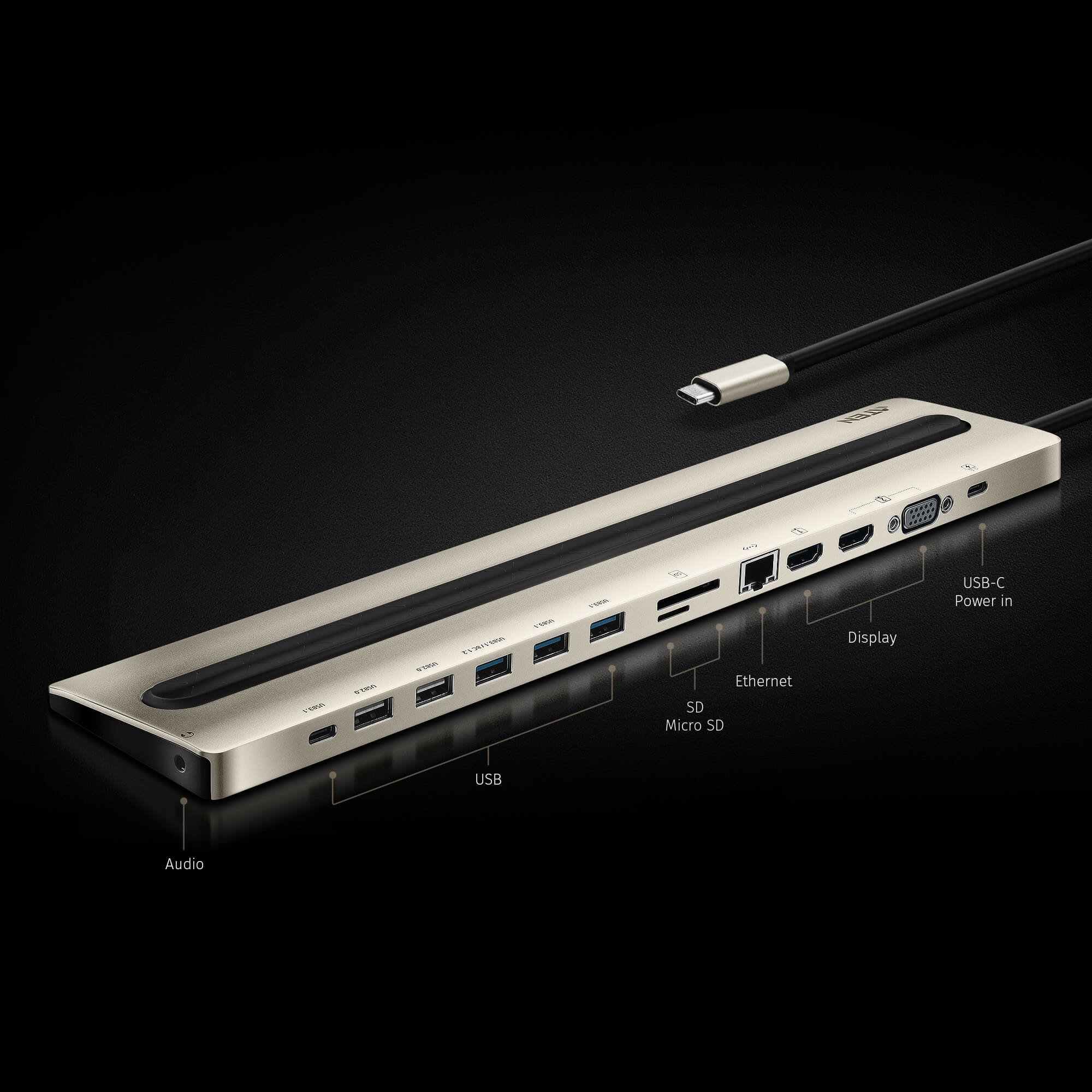 Aten UH3237 USB-C Multiport Dock with Power Pass-Through - görsel 4