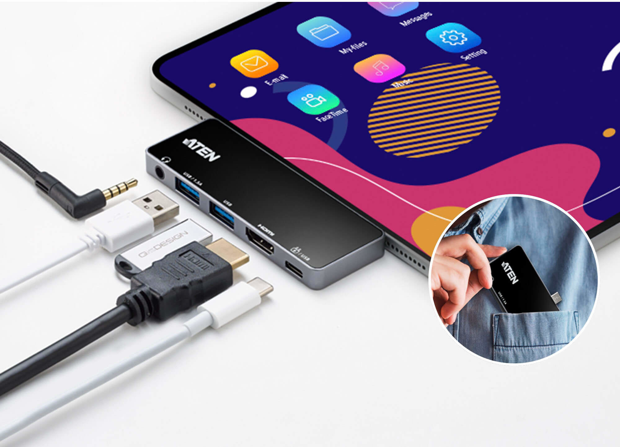 Aten UH3238 USB-C Travel Dock with Power Pass-Through - görsel 4