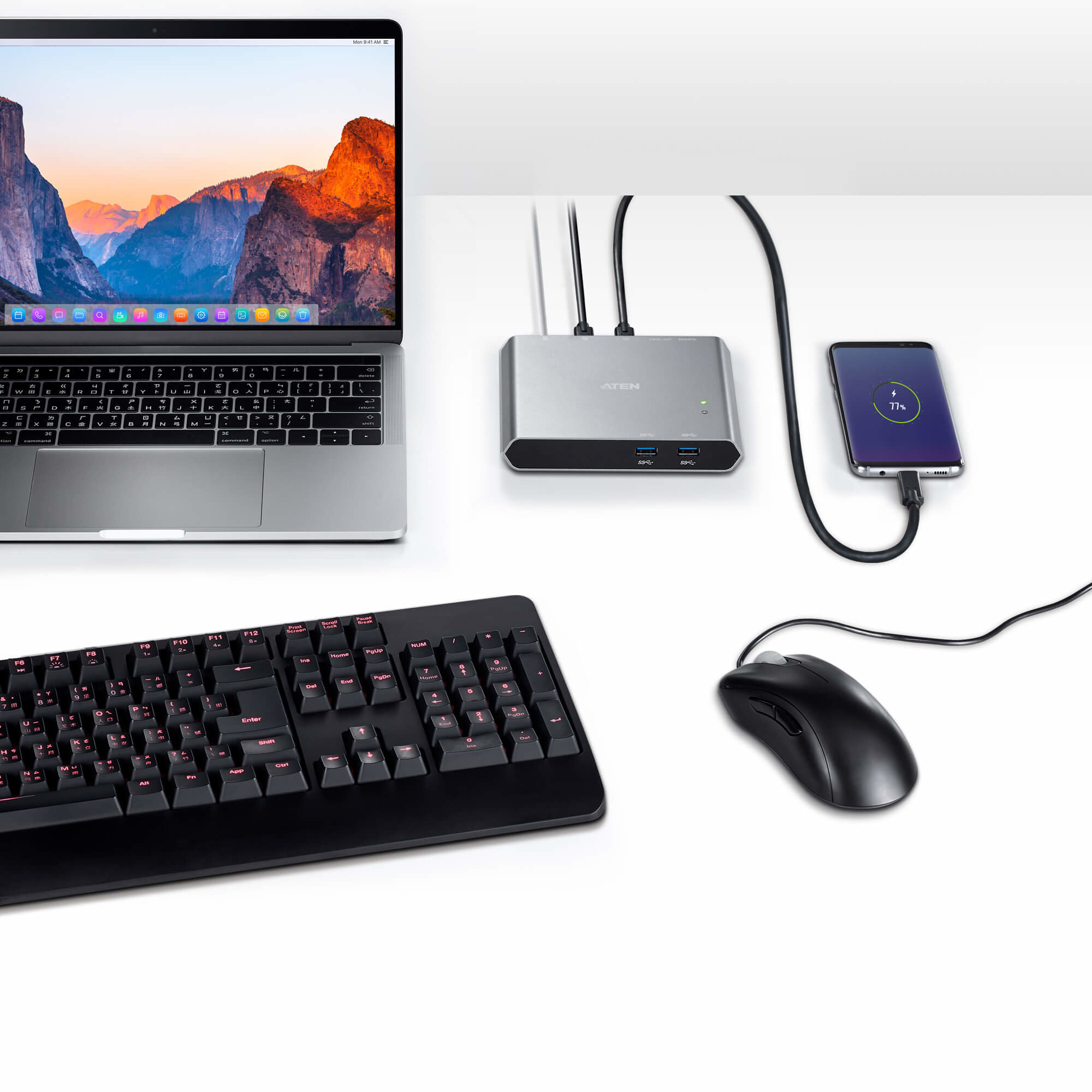 Aten US3310 2-Port 4K HDMI USB-C KVM Dock Switch - görsel 4