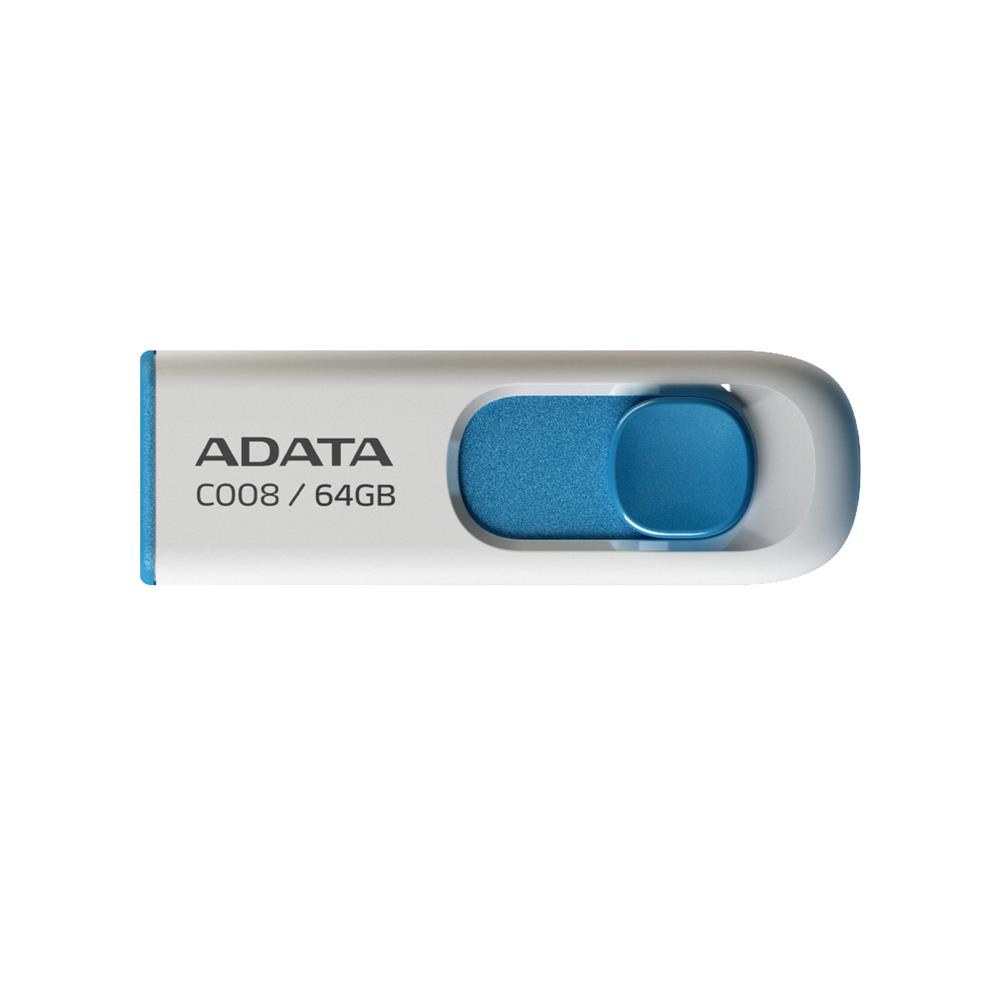 Adata C008/64GB 64GB USB2.0 Classic (White + Blue) Flash Bellek - görsel 2