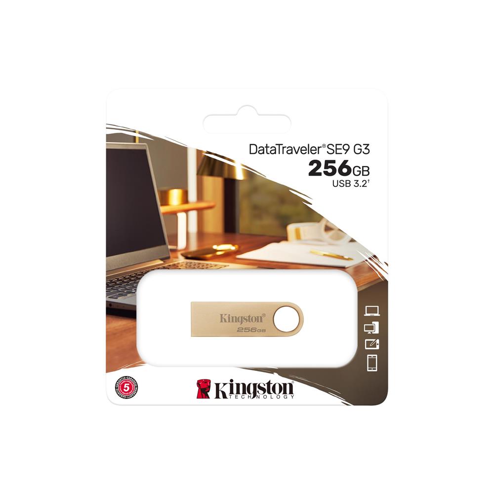 Kingston DTSE9G3/256GB 256GB 220MB/s Metal USB 3.2 Gen 1 DataTraveler SE9 G3 Flash Bellek