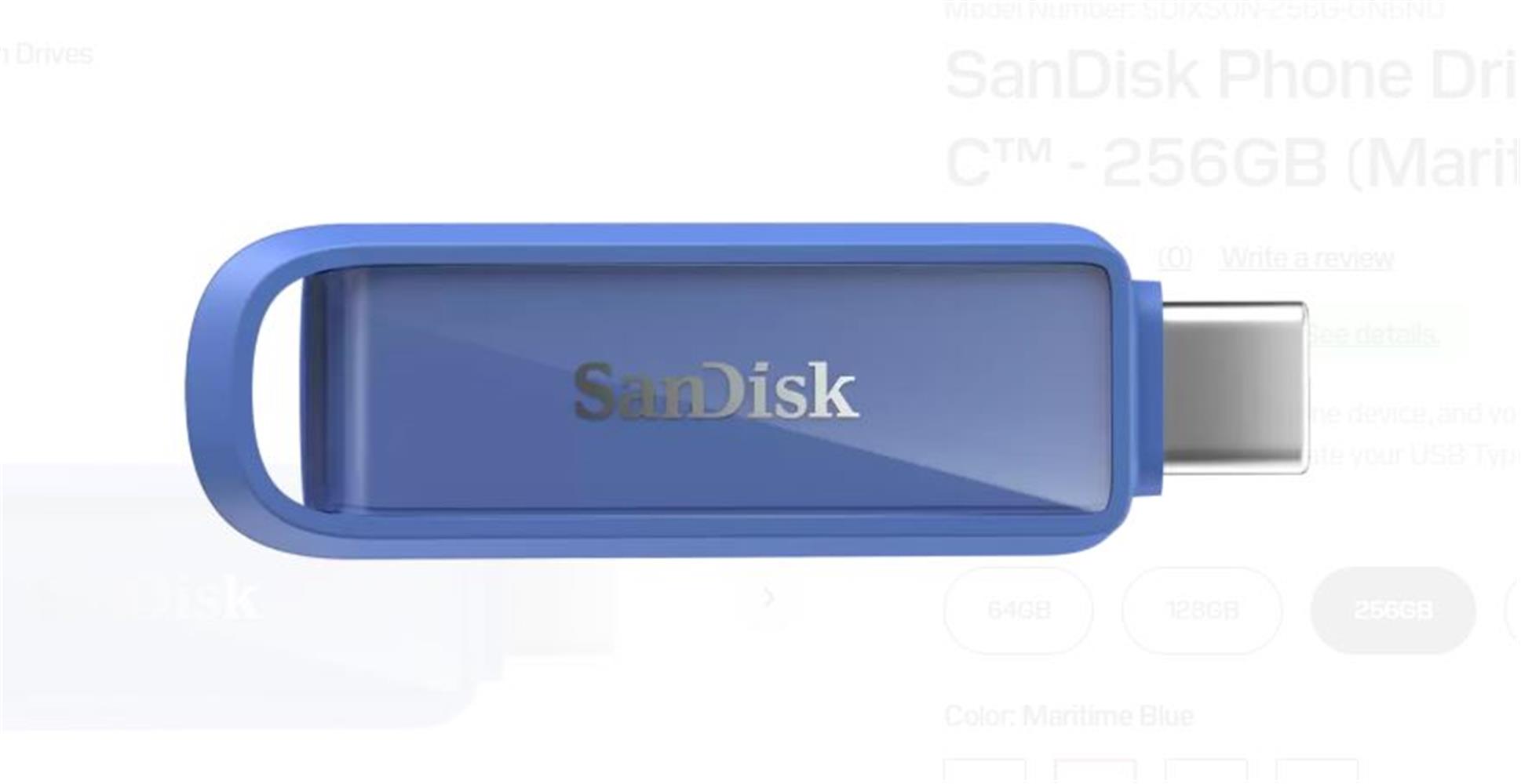 Sandisk SDIXS0N-256G-GN6ND 256GB Phone Drive with USB-C-128GB (Maritime Blue) Flash Bellek - görsel 2