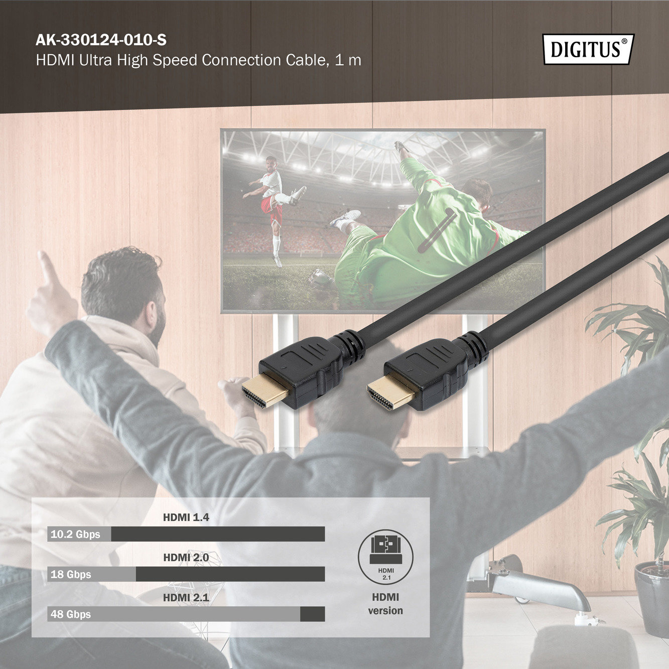 Digitus AK-330124-010-S HDMI Ultra High Speed with Ethernet Bağlantı Kablosu
