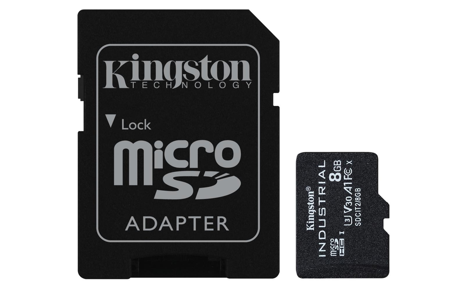 Kingston SDCIT2/8GB 8GB microSDHC Industrial C10 A1 pSLC Card + SD Adapter Hafıza Kartı - görsel 2