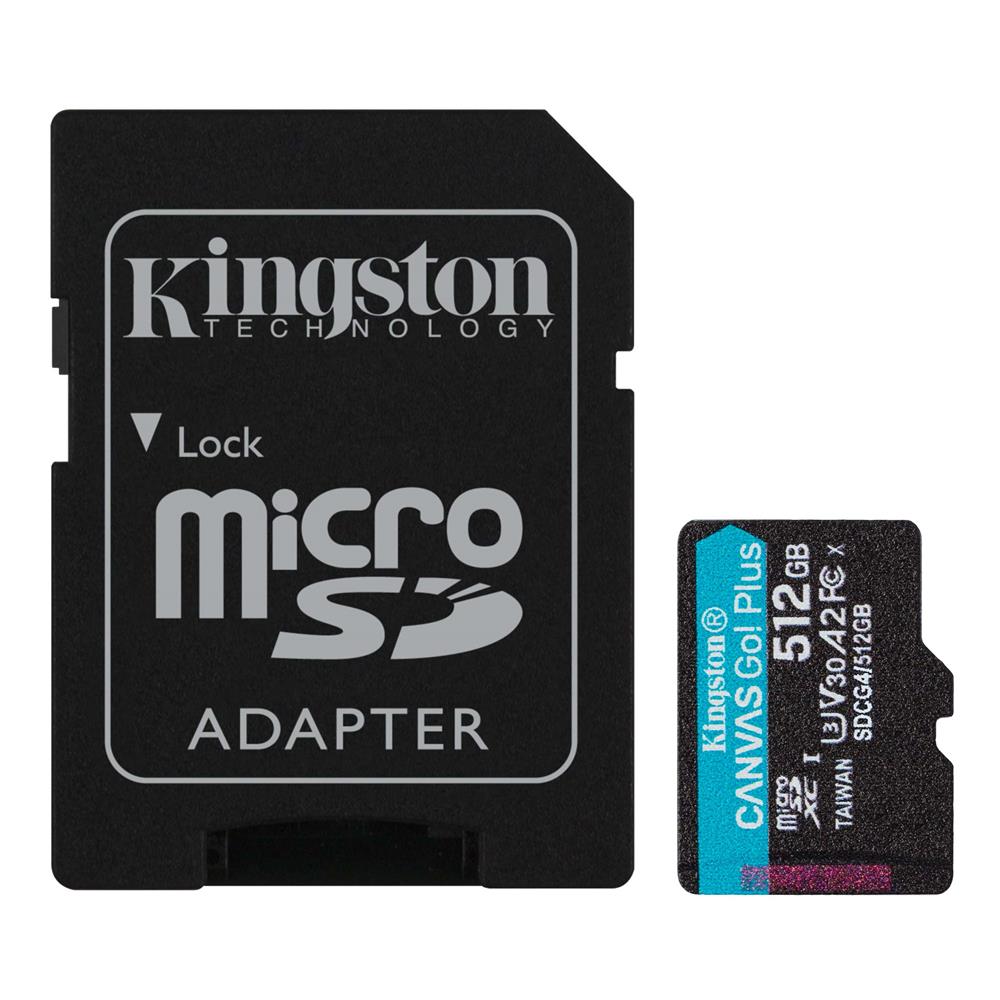 Kingston SDCG4/512GB 512GB microSDXC Canvas Go Plus Gen4 200MB/s A2 U3 V30 Card + ADP Hafıza Kartı - görsel 2