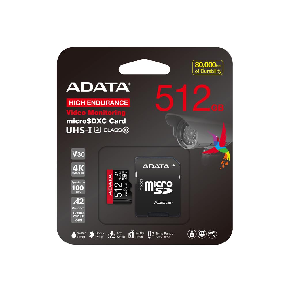 Adata 512 GB High Endurance microSDXC 4K U3 V30 A2 Hafıza Kartı