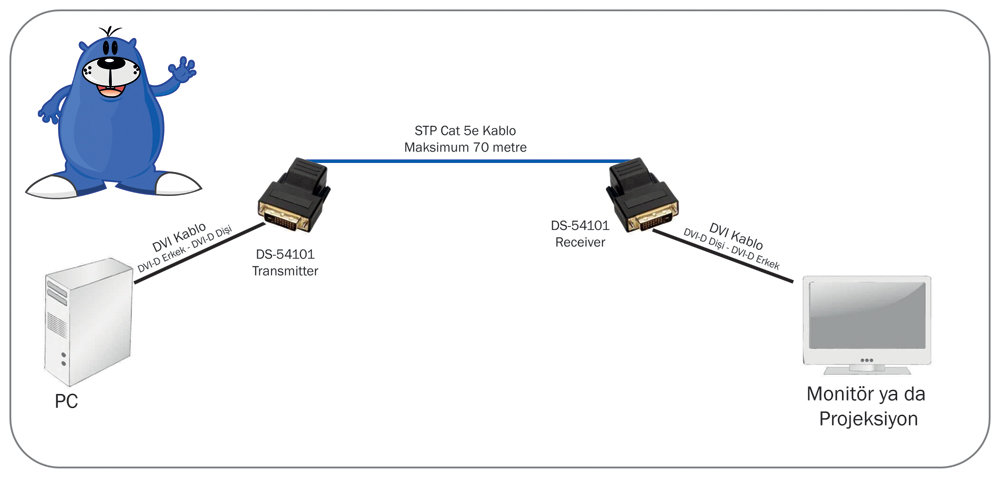 Digitus DS-54101 Cat 5 DVI Sinyal Uzatma Cihazı - görsel 2