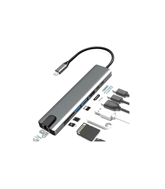 TYPE-C 8 IN 1 OUT USB/HDMI/RJ45 PORT ÇEVİRİCİ