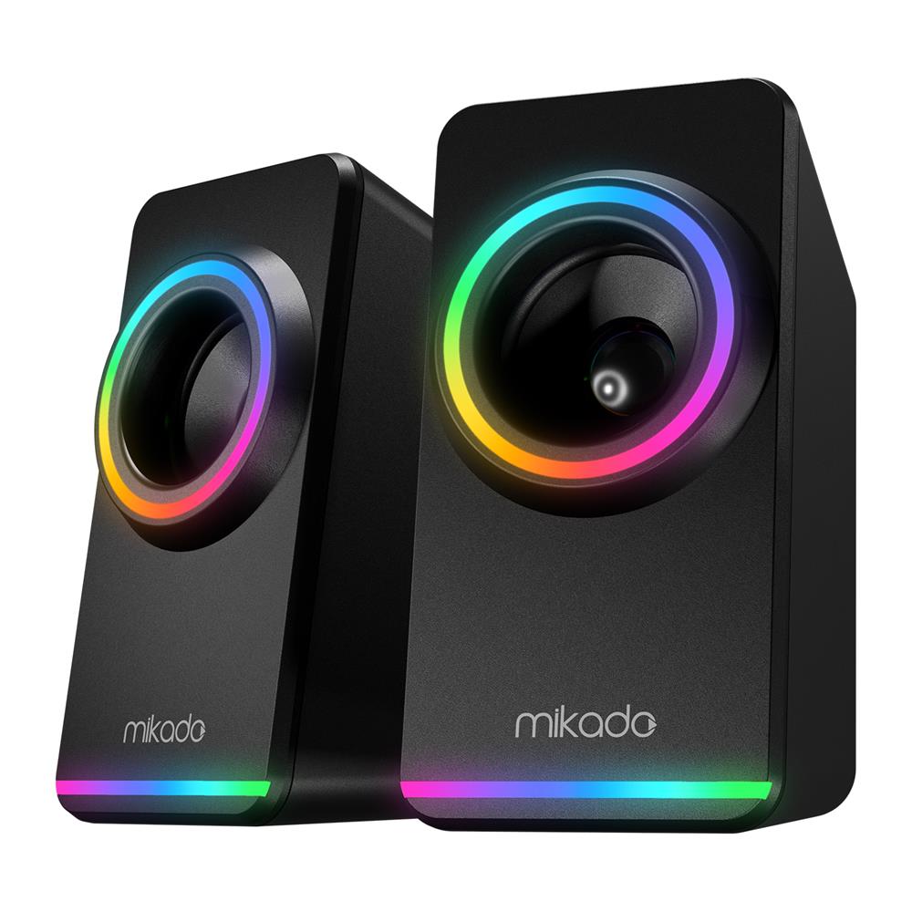 Mikado MD-182 2.0 3W*2 Siyah RGB Aydınlatmalı USB + 3.5mm USB 5V Speaker Hoparlör - görsel 2