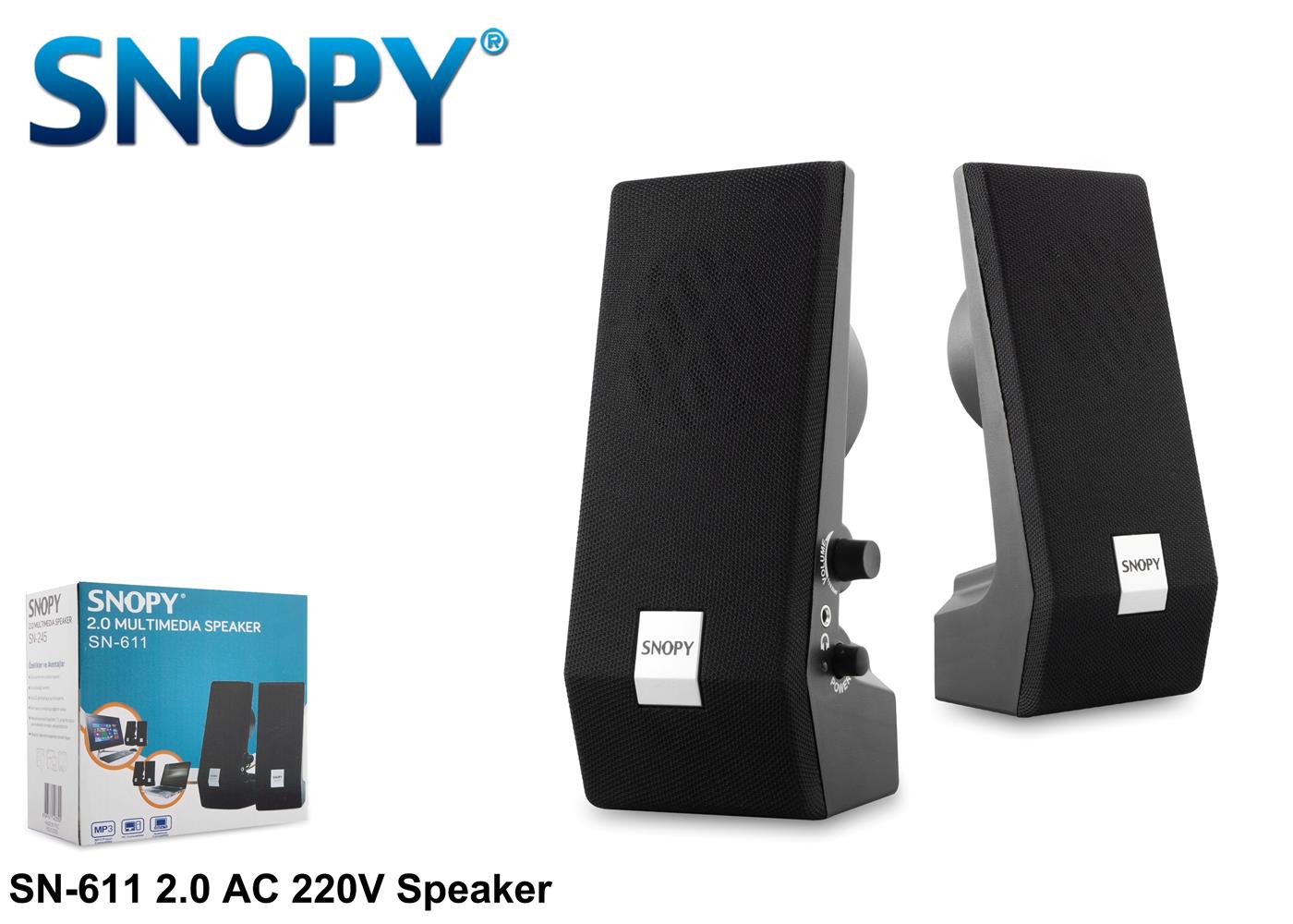 Snopy SN-611 2.0 3w-2 Speaker ( USB, 3.5mm Jack) AC 220V - görsel 2