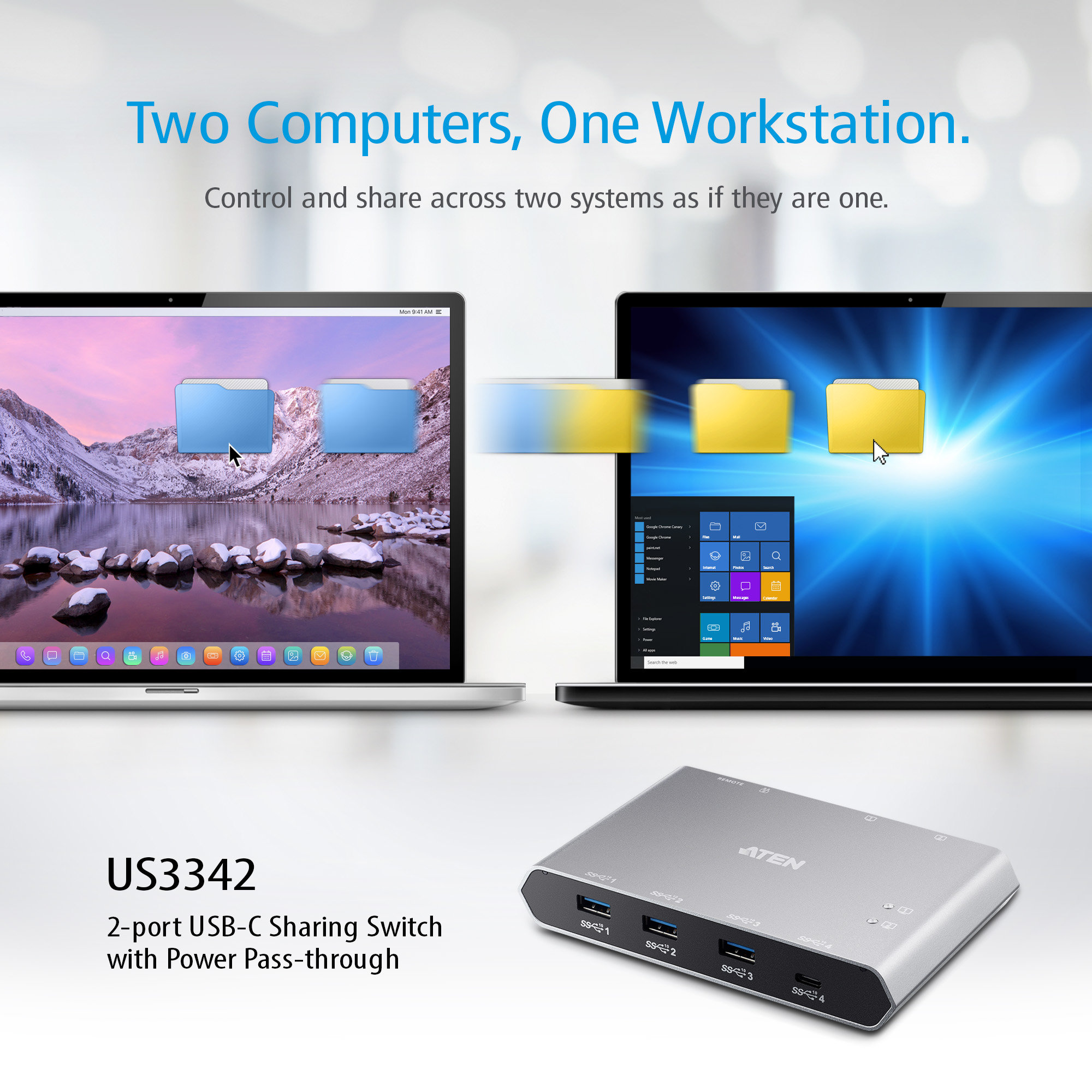 Aten US3342 2-Port USB-C Gen 2 Paylaşım Switch'i - görsel 7
