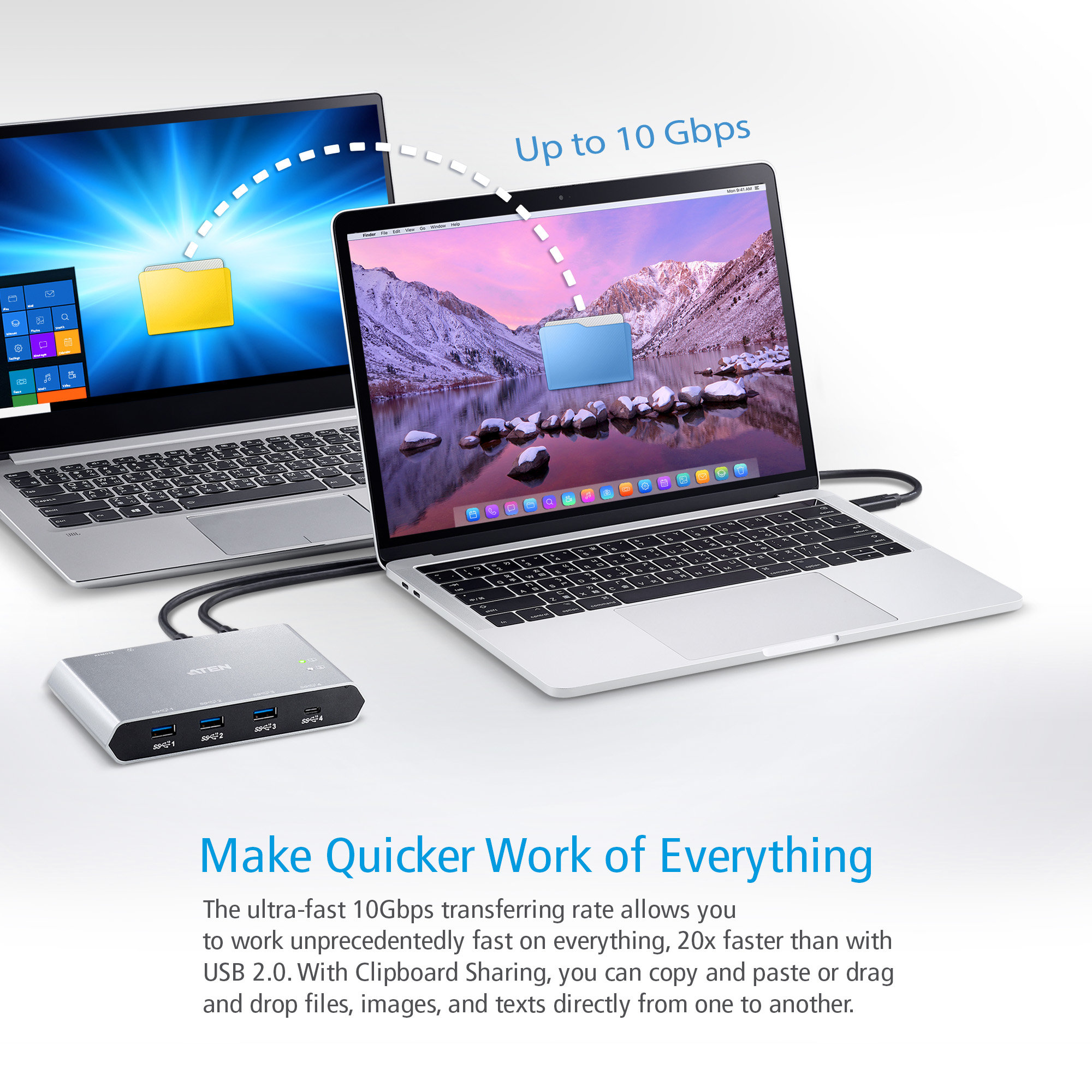 Aten US3342 2-Port USB-C Gen 2 Paylaşım Switch'i - görsel 9