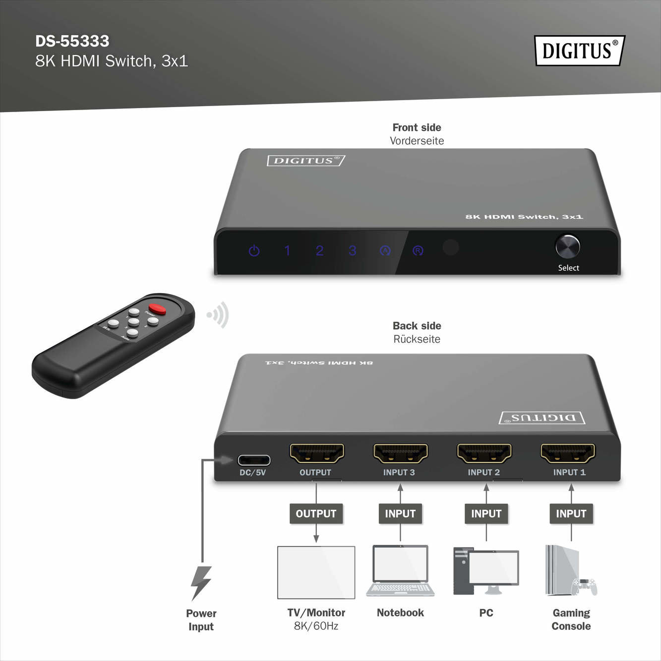 Digitus DS-55333 8K HDMI Switch - görsel 7