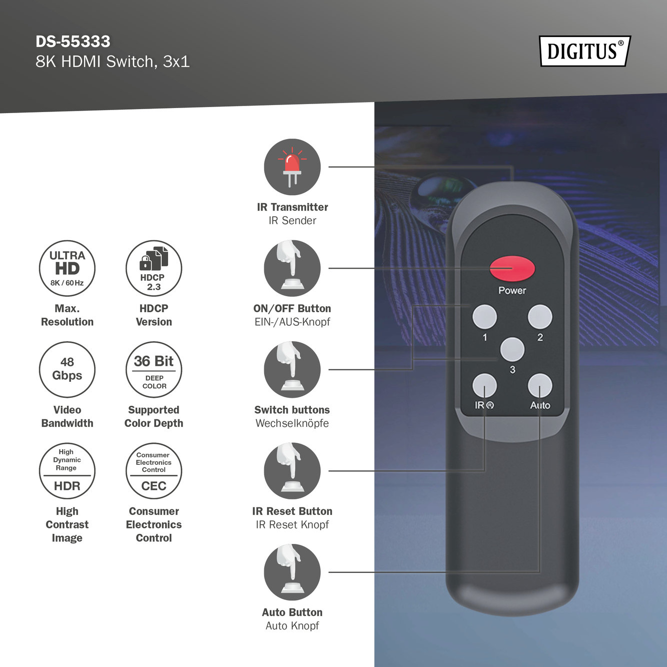 Digitus DS-55333 8K HDMI Switch - görsel 9