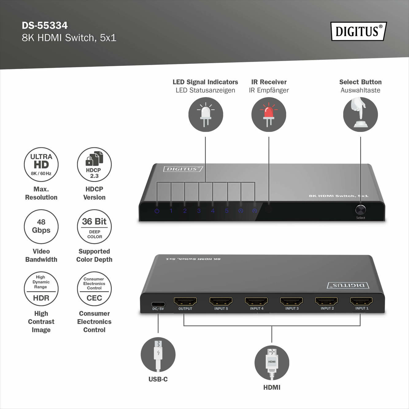 Digitus DS-55334 8K HDMI Switch - görsel 5