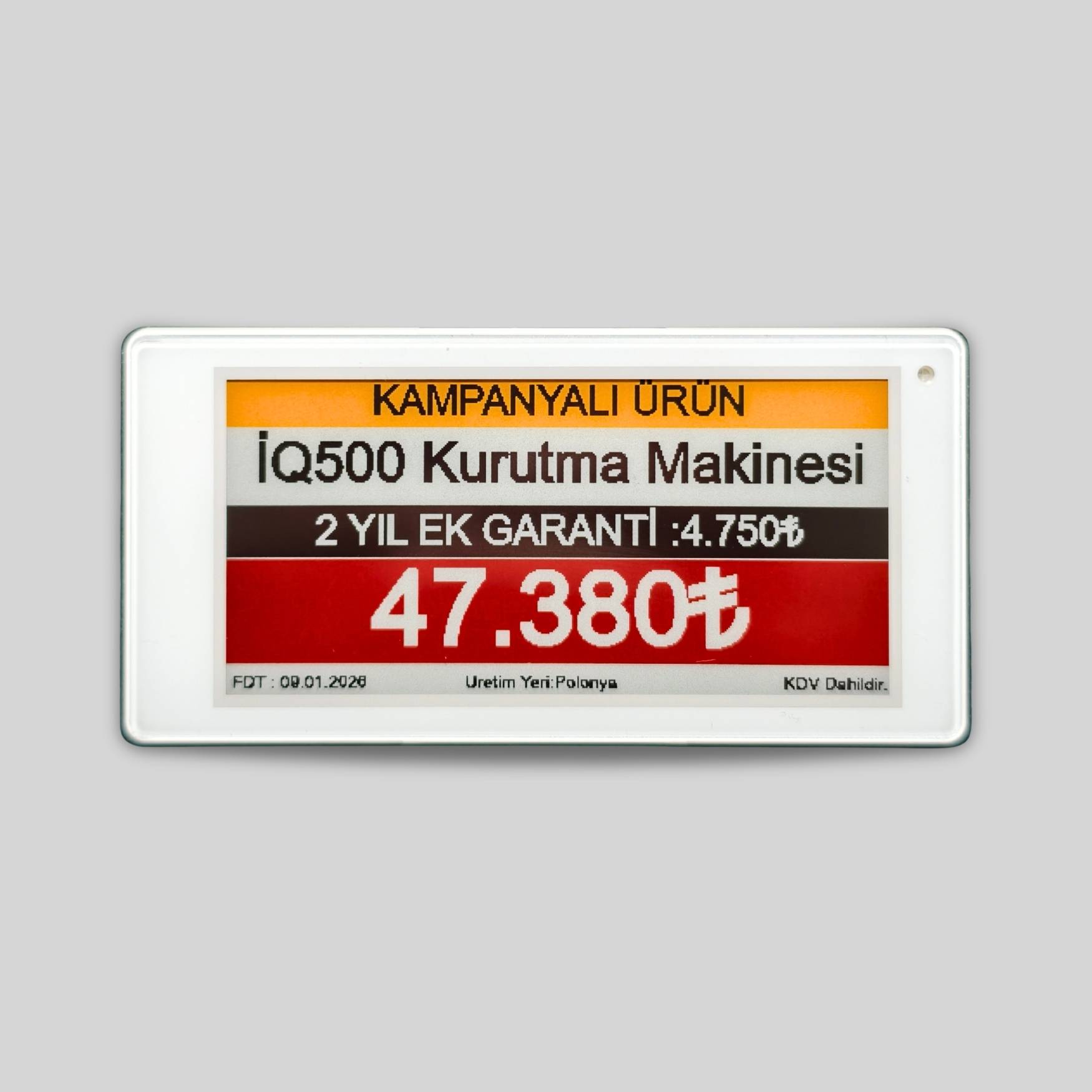 3.5 İnç ELEKTRONİK RAF ETİKETİ (BWRY)