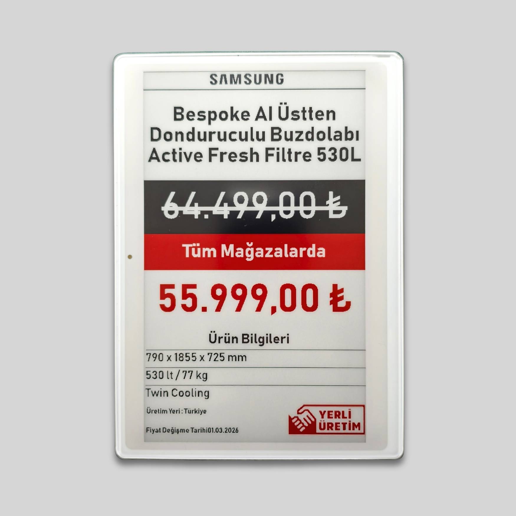 7.5 İnç ELEKTRONİK RAF ETİKETİ (BWRY)