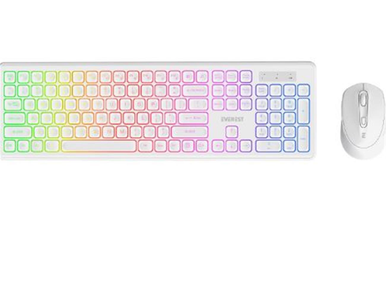 Everest KM-319BT Beyaz 2.4G+BT1+BT2 Çoklu Cihaz Bağlantılı Q Set Kablosuz Klavye + Mouse - görsel 2