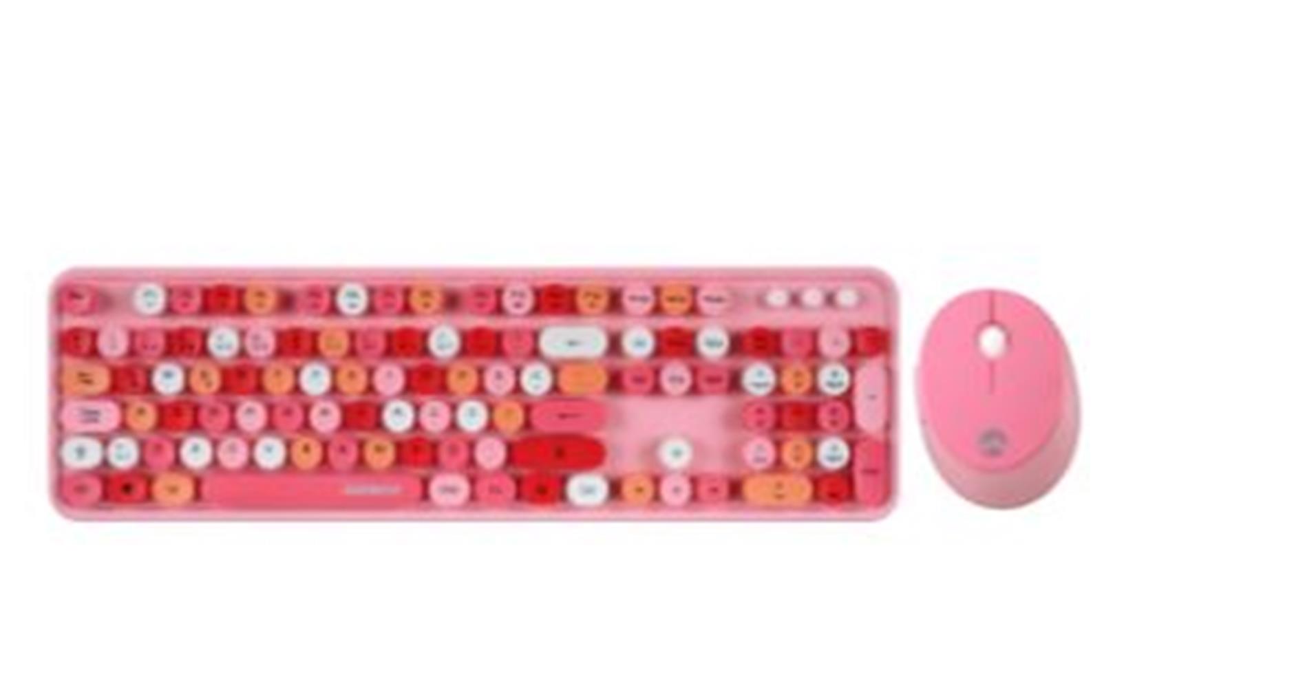 Everest ROUND KM-6282 Renkli Tuşlu Pembe Kablosuz Q Multimedia Klavye + Mouse Set - görsel 2