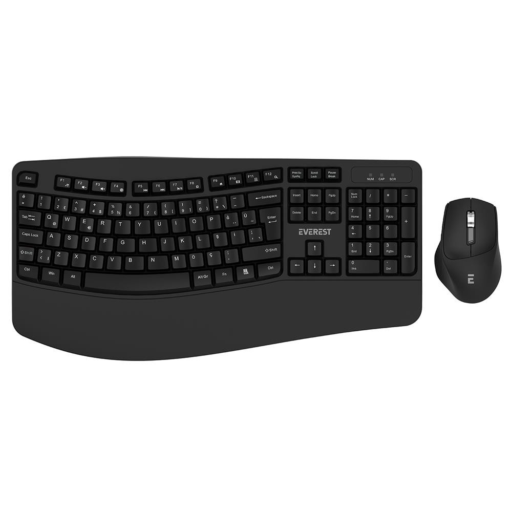 Everest KM-35 Comfy Siyah Kablosuz Ergonomik Q Multimedia Klavye + Mouse Set - görsel 2