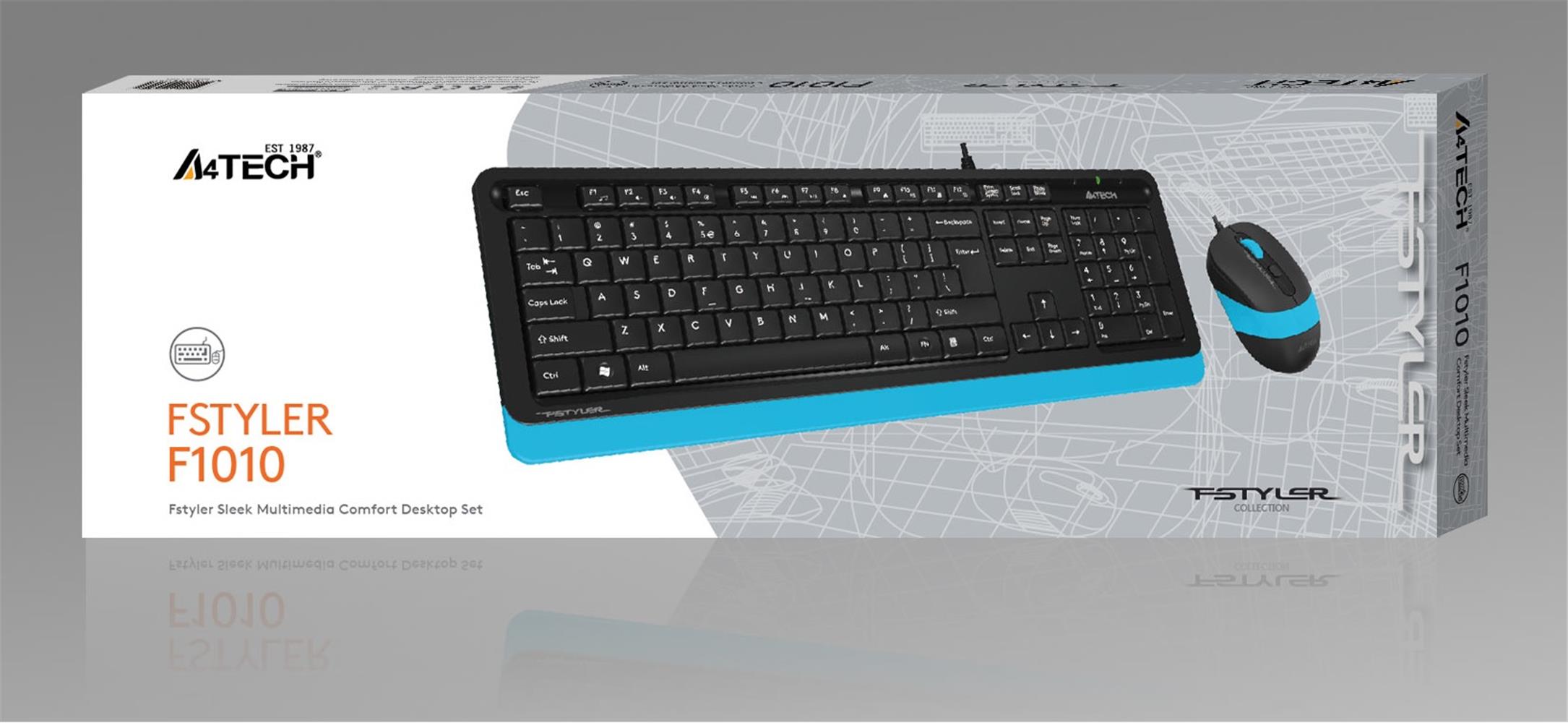 A4 Tech F1010 Q Usb Mavi Fn-Mm Klv+Optik Mouse Set - görsel 2