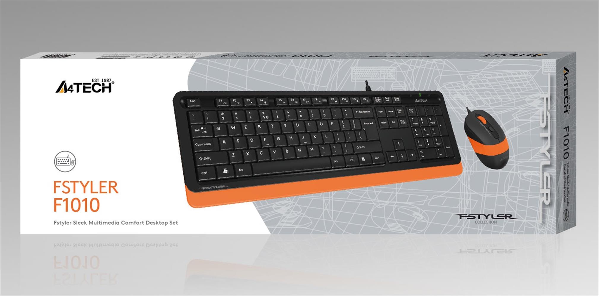 A4 Tech F1010 Q Usb Turuncu Fn-Mm Klv+Optik Mouse Set - görsel 2