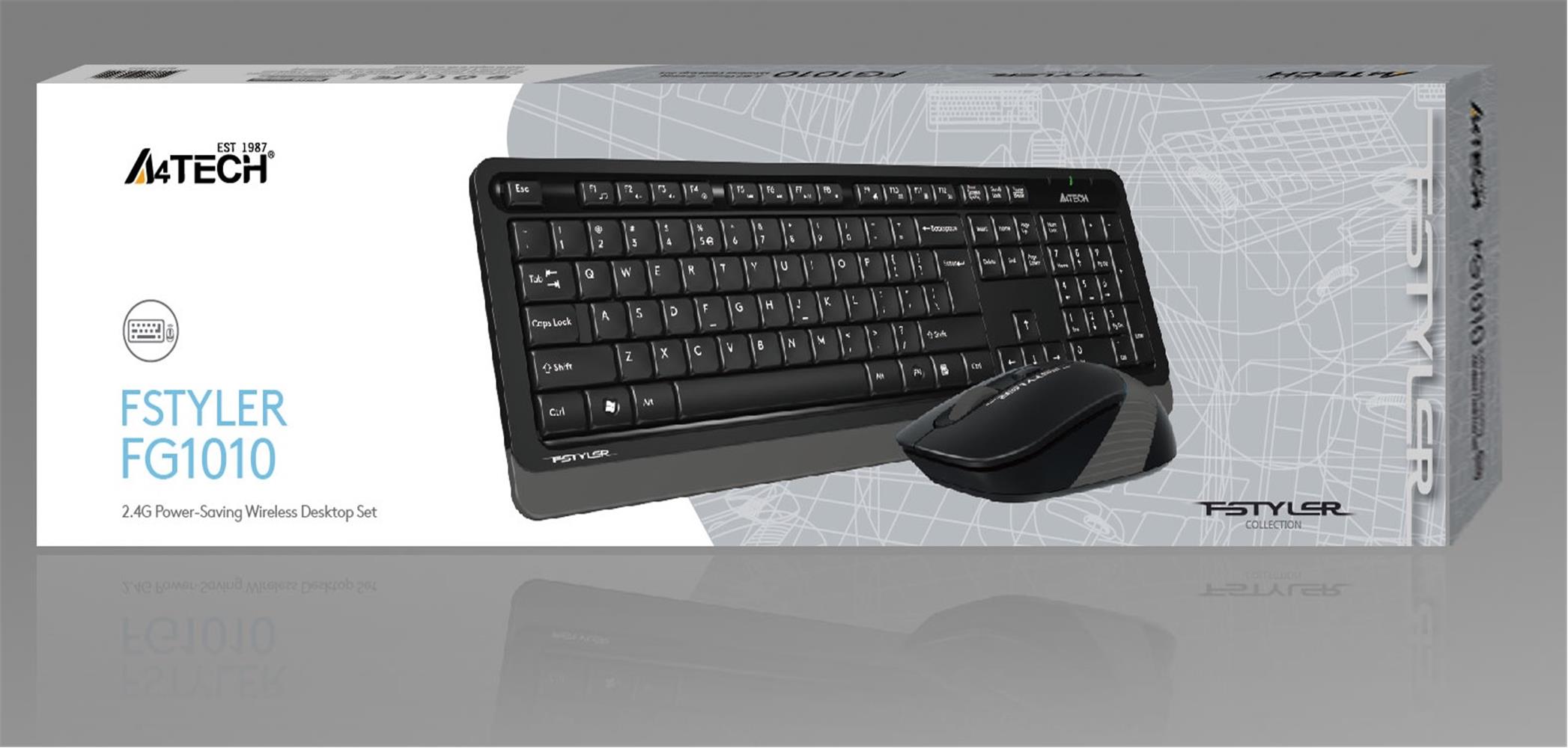 A4 Tech Fg1010 2.4G Gri Q Fn-Mm Klv+Optik Mouse Set - görsel 2