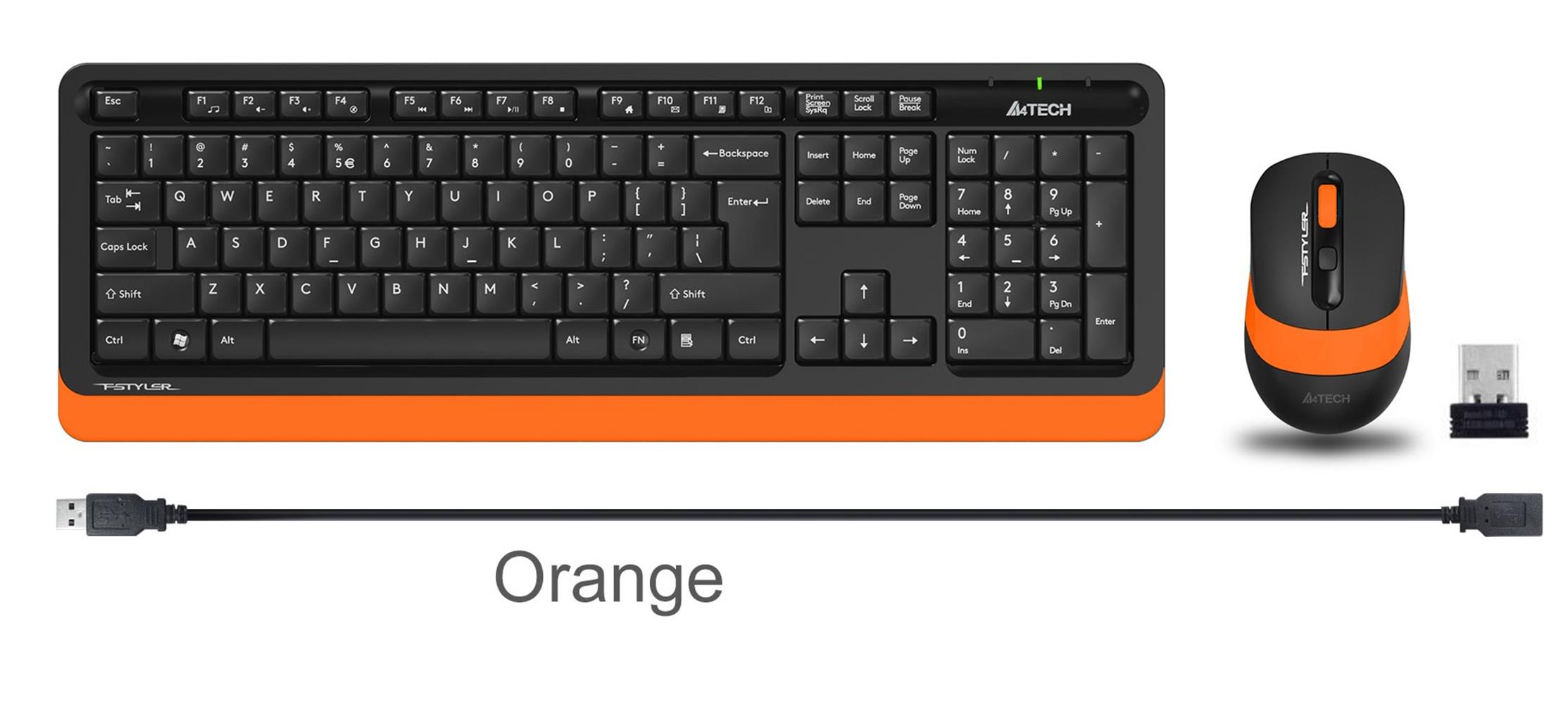 A4 Tech Fg1010 2.4G Turuncu Q Fn-Mm Klv+Optik Mouse Set